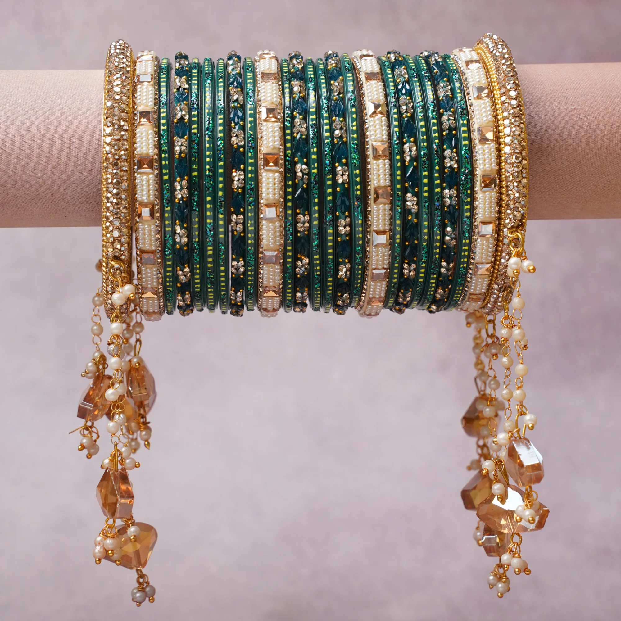 The Femminari Crown- Jewellery beyond luxury. A crown colour Emerald Green set, complemented by Clear, Lime Green, Teal Glitter, featuring Glass, Gold-toned Metal, Faux Pearls, Crystal, Rhinestones, Glitter, Enamel. A treat for the eyes, hands and heart- absolutely unforgettable.