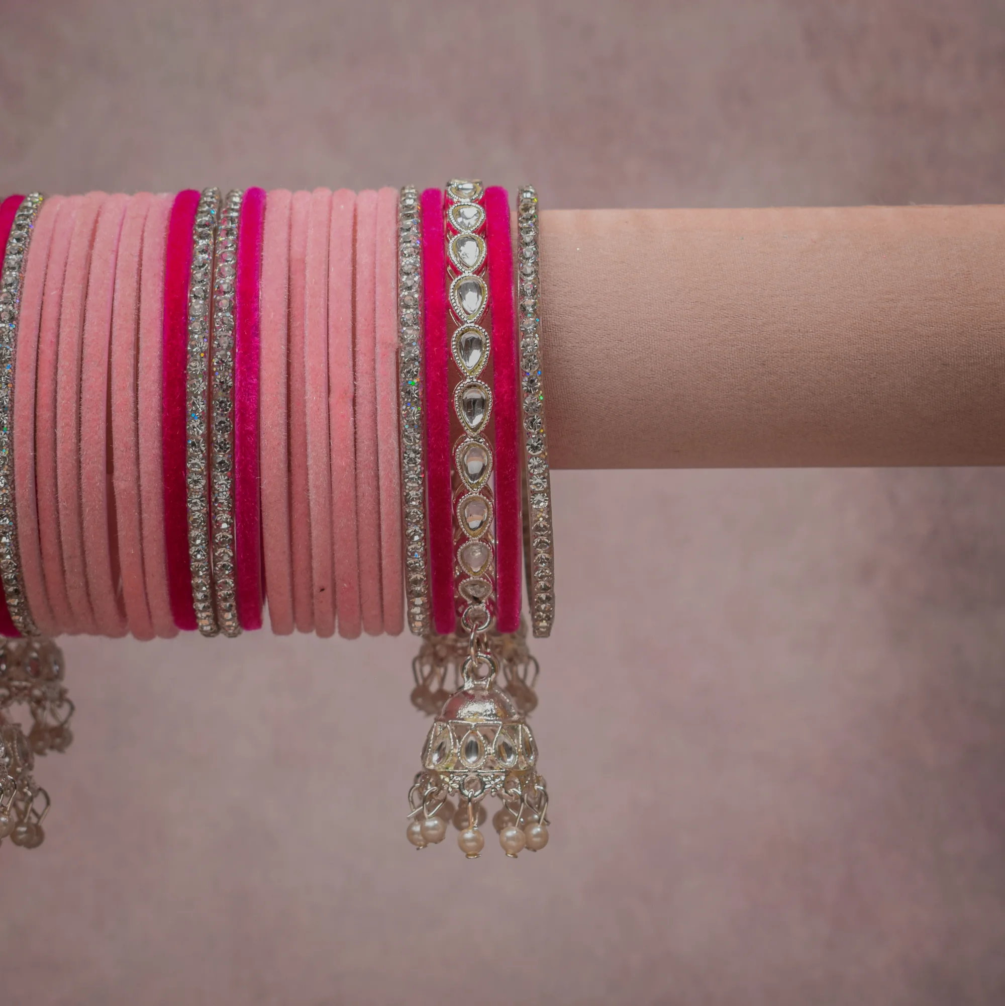 A commanding Pale Pink anchors this beautiful set, enriched with accents of Silver, Clear White, Cream that add depth and dimension.

Featuring a striking composition of Velvet, Metal Alloy, Glass Stones, Imitation Pearls, this set carries intricate craftsmanship and strong presence. Grand in form, it is created for moments that deserve to be marked.